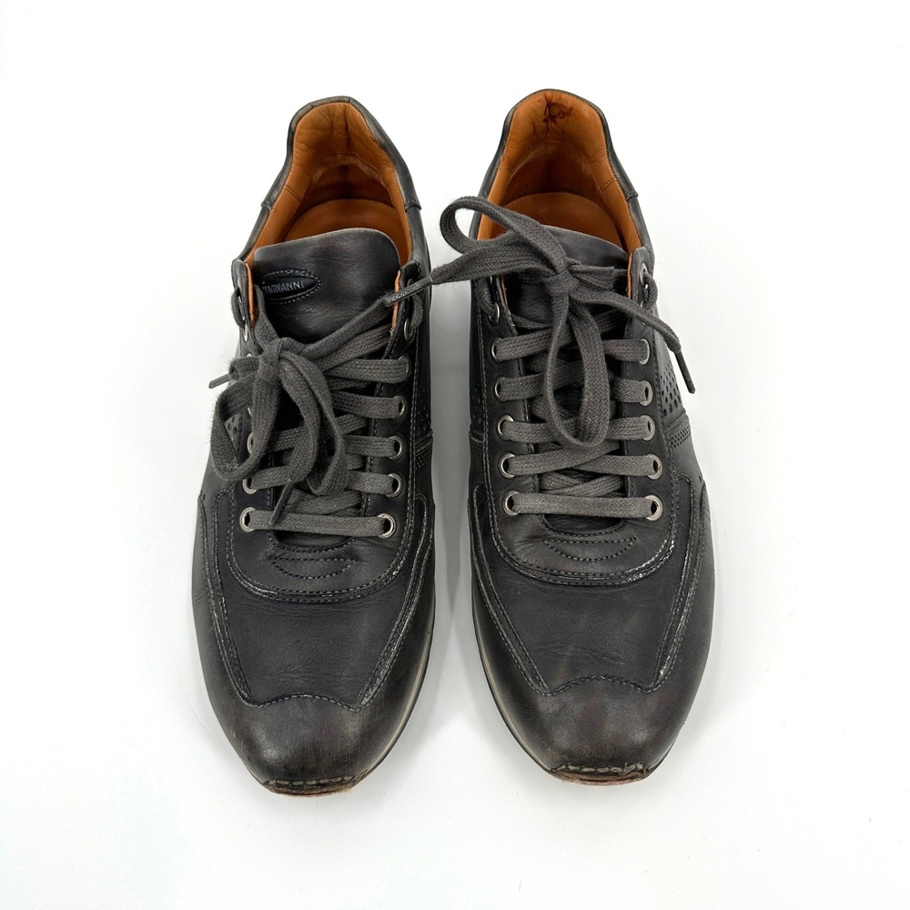 Magnanni Cristian Calf Skin Leather Sneakers Dark Grey Lace Up Shoes Men's 8.5 M - Picture 10 of 11